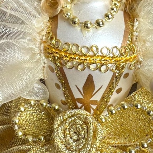 Vtg SOFFIERIA DE CARLINI Handblown Glass Gold Angel Tree Topper Wand Curls Italy - Picture 6 of 15